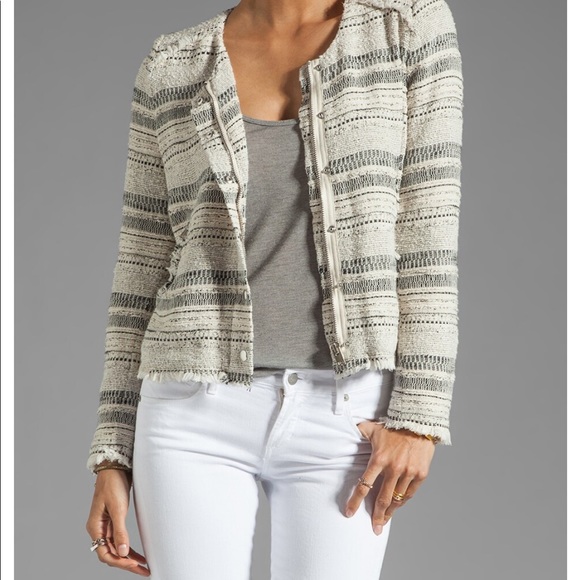 Iro Lizzie Women’s Jacket in White and Black, size 2 or size Small - Picture 6 of 8